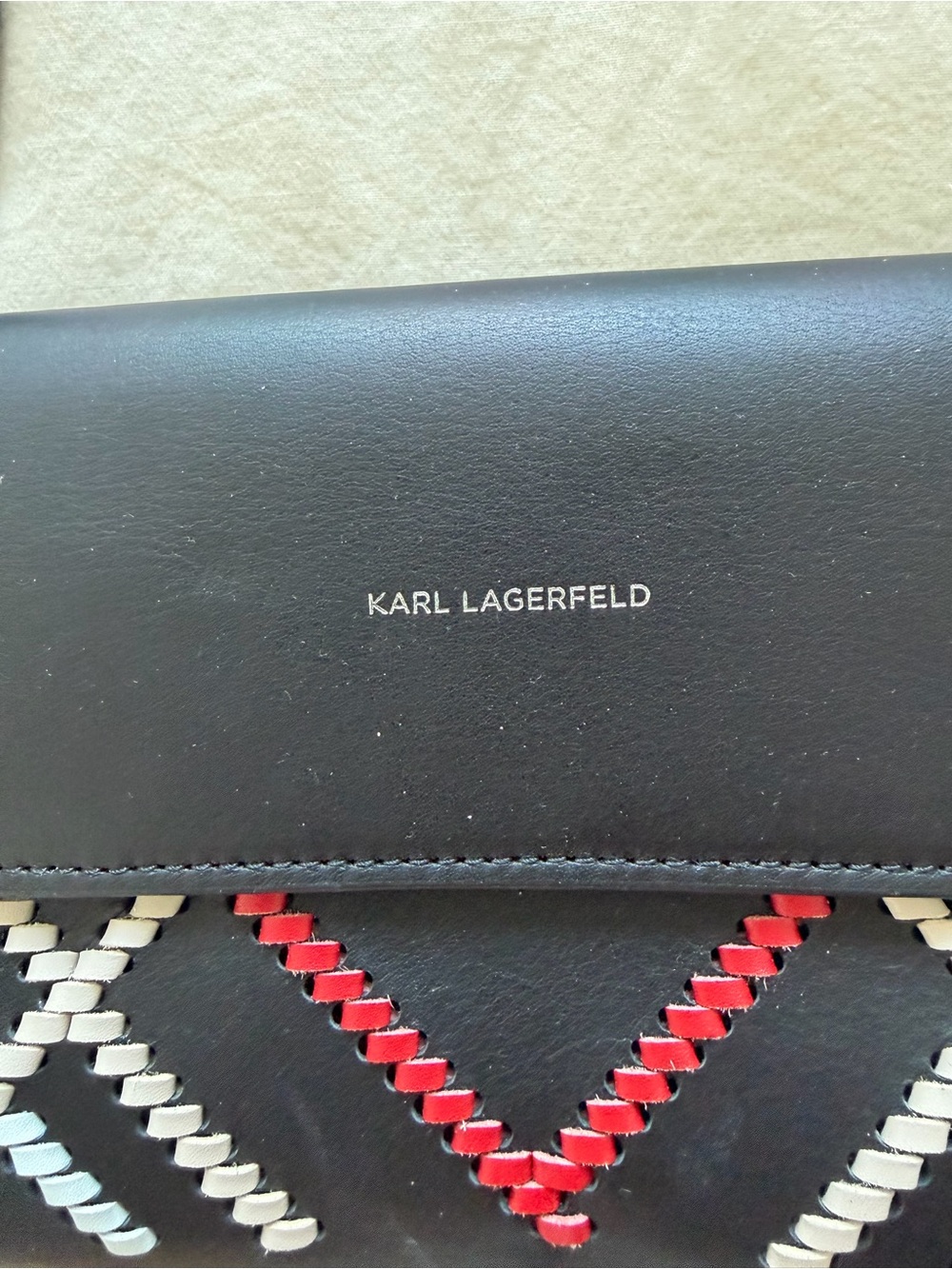 Karl Lagerfeld Black Leather Small Crossbody Bag